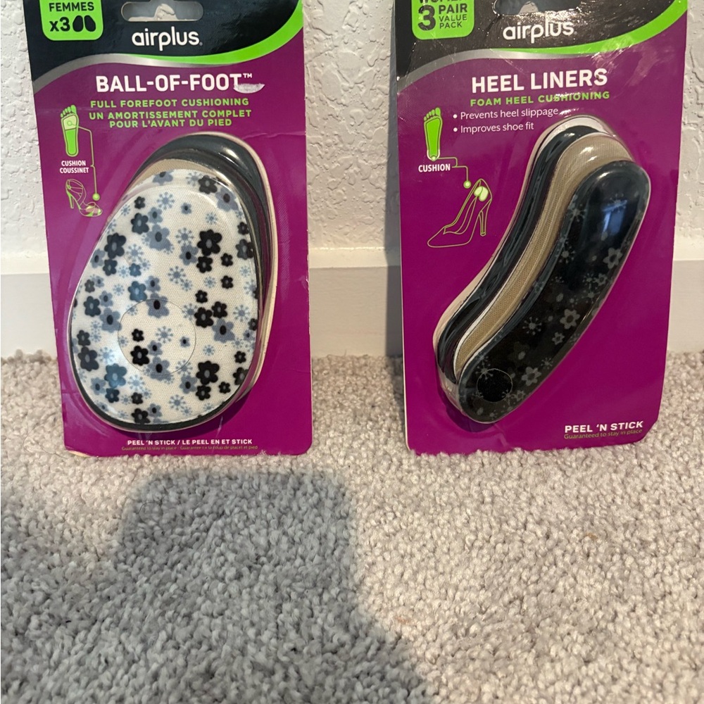 Ball-of-Foot and Heel Liners Set - Black and White